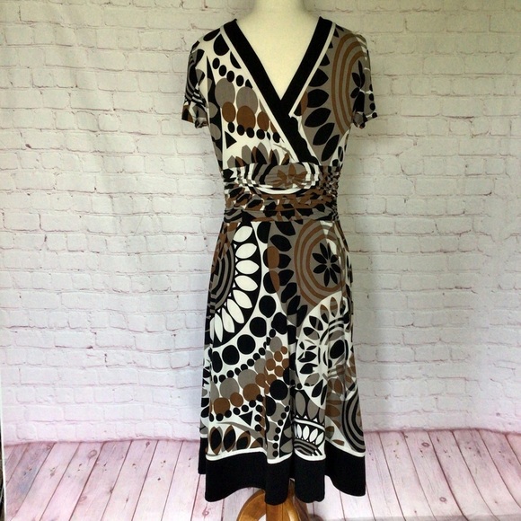 Studio I V-Neck Ruched Waist Short Sleeve Dress - Size 12 - Picture 5 of 8